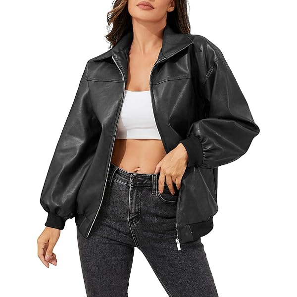 Flixxo Y2K Faux Leather Jacket Women Dark Academia Oversized